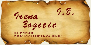 Irena Bogetić vizit kartica